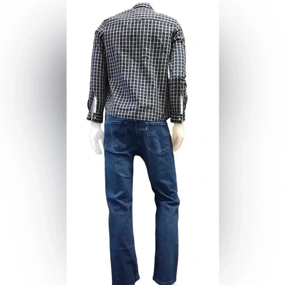 Roots Black White Plaid Long Sleeve Button Down Shirt Size Large - Picture 7 of 13